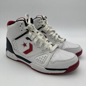 CONVERSE EVO 113413 BASKETBALL SHOE MENS SIZE 10.5 RED/WHITE LEATHER PRE-OWNED